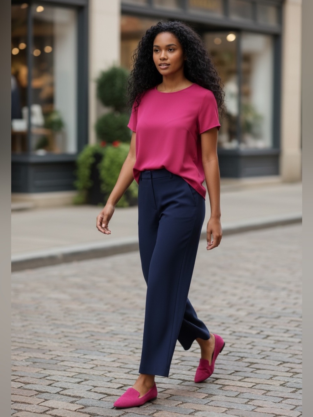 SHEIN Fuchsia Suede Pointed Toe Slip-On Loafers